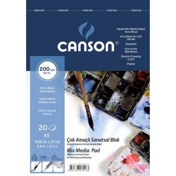 Canson 1557 Fınface Resim Blok A5 200Gr 20Yp (Çok Amaçlı)