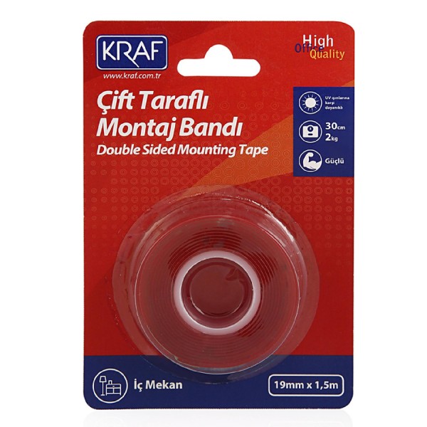 KRAF MONTAJ BANDI ÇİFT TARAFLI İÇ MEKAN 19mm x 1,5m 2530G