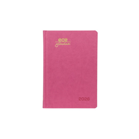 ECE AJANDASI KEMER 2026 Koyu Pembe - Günlük Çizgili Sert Kapak 14x20