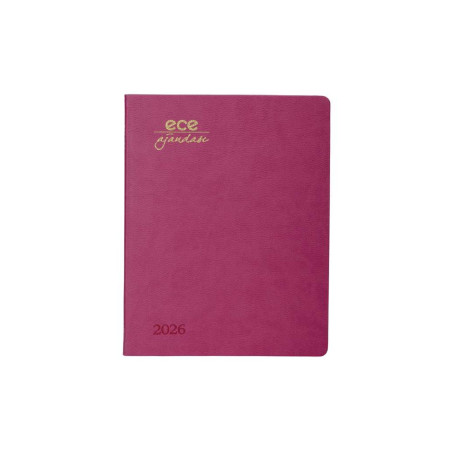 ECE AJANDASI ALAÇATI 2026 Koyu Pembe - Haftalık 110gr. İthal Kağıt Lastikli 18,5x23,5