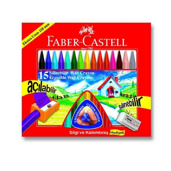 Faber Silinebilir Wax Crayon Pastel 15Li 122715