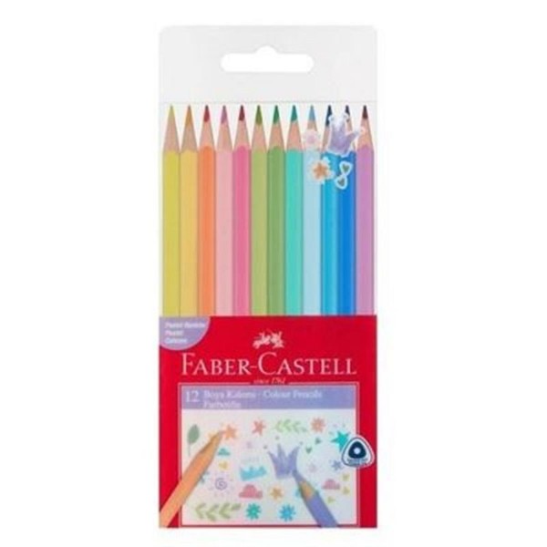 Faber Boya Kalemi Üçgen 12 Renk Pastel Renkler 116313