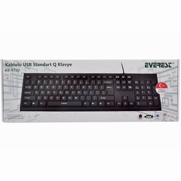 Everest Kb-871U Siyah Q Usb Kablolu Standart Klavye