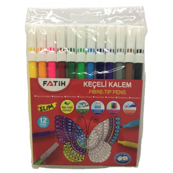 Fatih 12 Renk Slim Keçeli Kalem