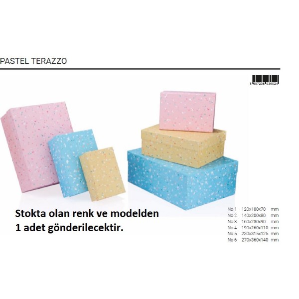 Gıpta Hediye Kutusu Bx6924-01 Pastel Terazzo Dikdörtgen 1 Nolu Kutu 120*180*70