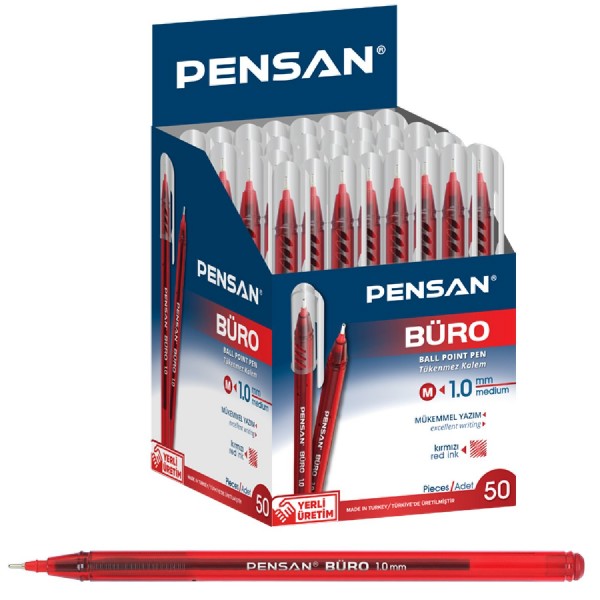 Pensan Tükenmez Kalem Büro 1.0 Mm Kırmızı 2270