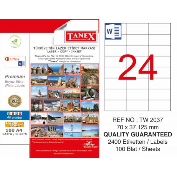 Tanex Tw-2037 Lazer Etiket 70X37,125Mm